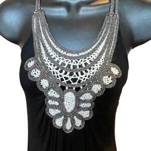 Laurie Solet Black Crochet Tank Top Size S